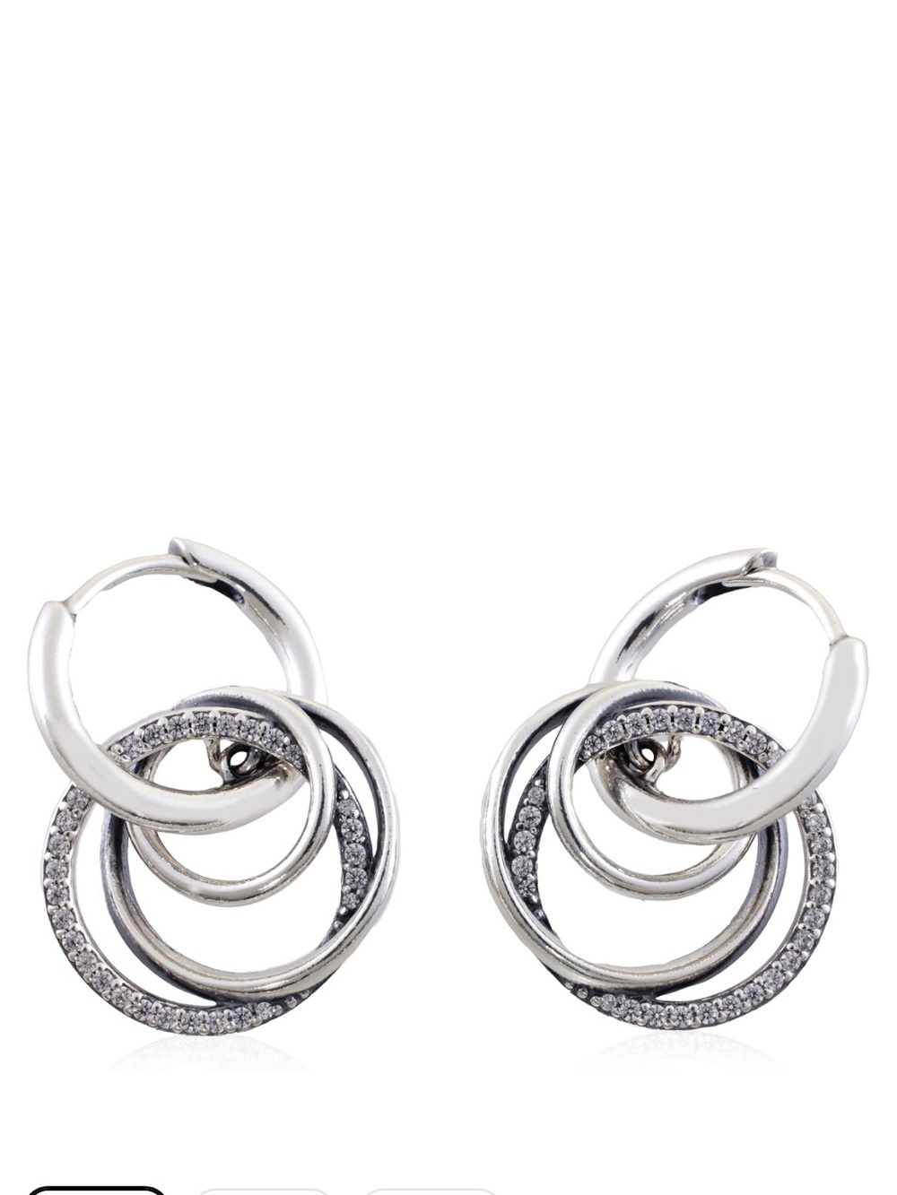 Pandora Family Always Encircled Hoop Earrings Silver Like New